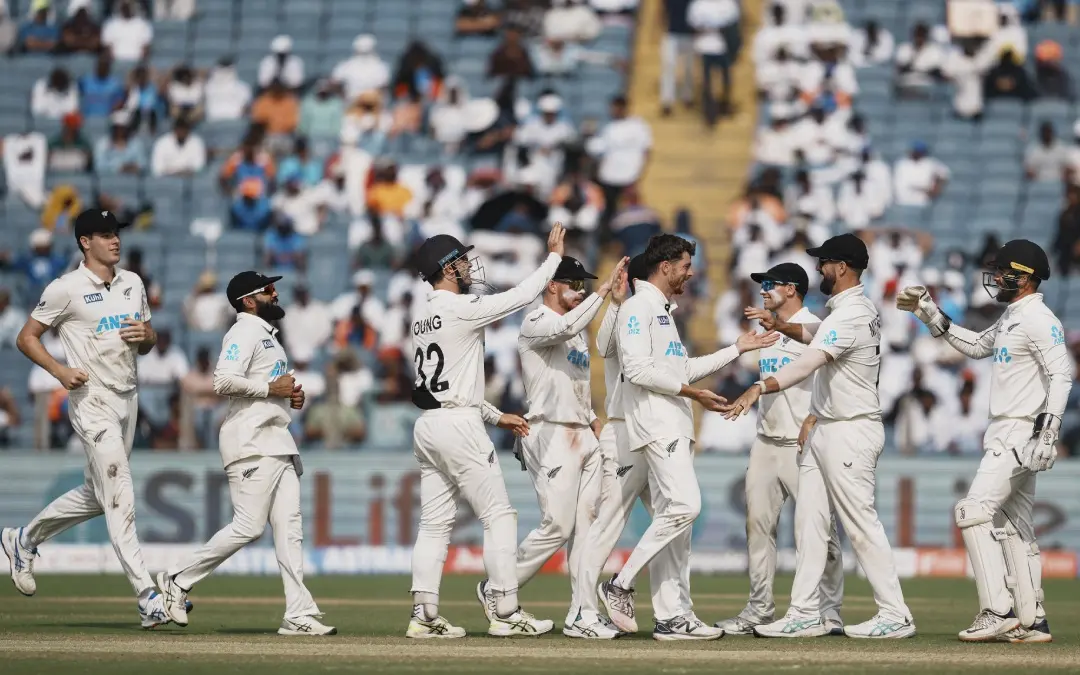 Jubilant New Zealand players. | Photo: AFP