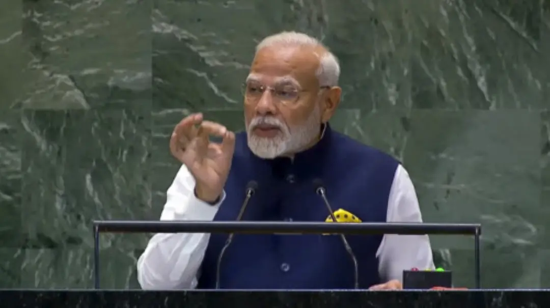 Prime Minister Narendra Modi speaks at Summit of the Future at the UN, in New York on Monday. | Photo: PTI