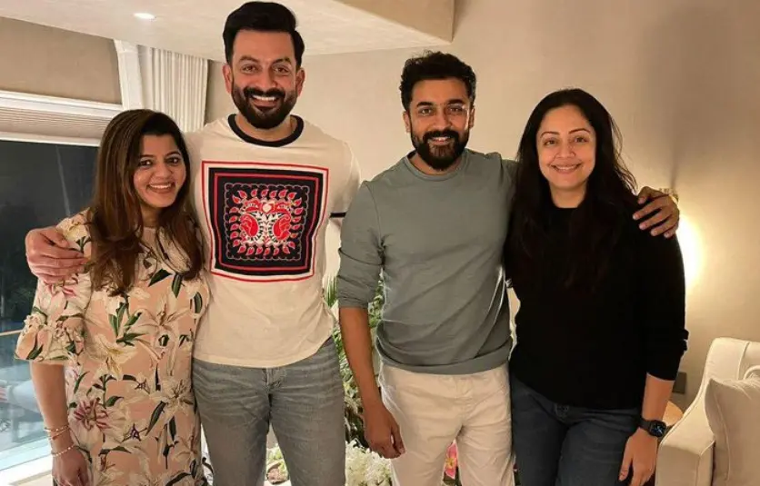 Supriya Menon, Prithviraj Sukumaran, Suriya, Jyothika | Photo: Special arrangements