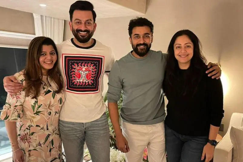 ‘Friends who inspire’: Prithviraj shares pic with Suriya, Jyothika