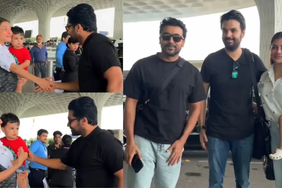 Kajal Aggarwal’s surprise encounter with Suriya at airport | WATCH
