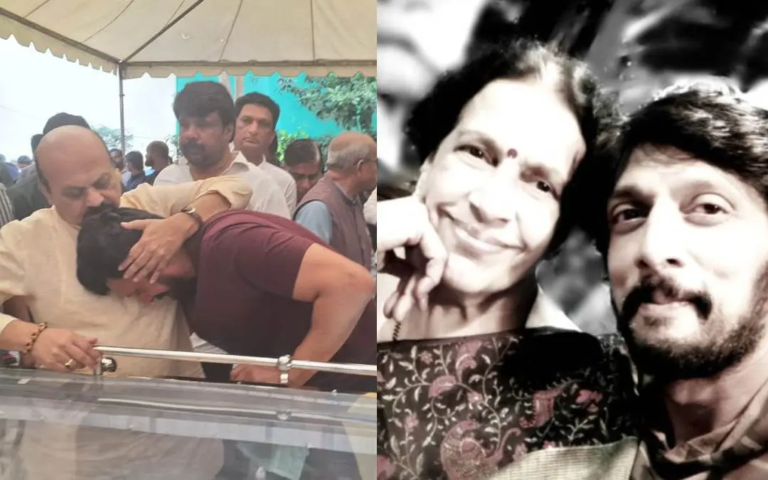 Basavaraj Bommai at Kichcha Sudeep's mother's funeral | Photo: x/@BSBommai, instagram/ kichcha sudeep