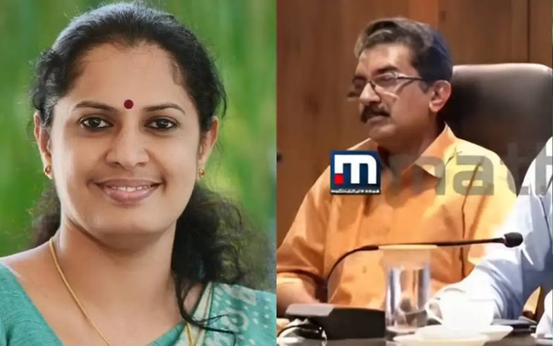 P P Divya (L), ADM Naveen Babu (R)