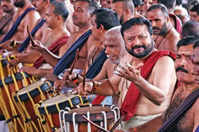 Watch Jayaram and team enthrall devotees with ‘Chenda Melam’ performance at Chottanikkara temple