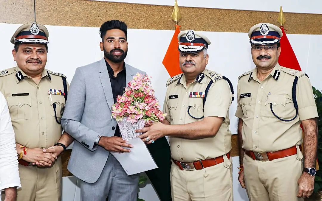 Mohammed Siraj assumes charge as Deputy Superintendent of Police in Telangana. | Photo: X