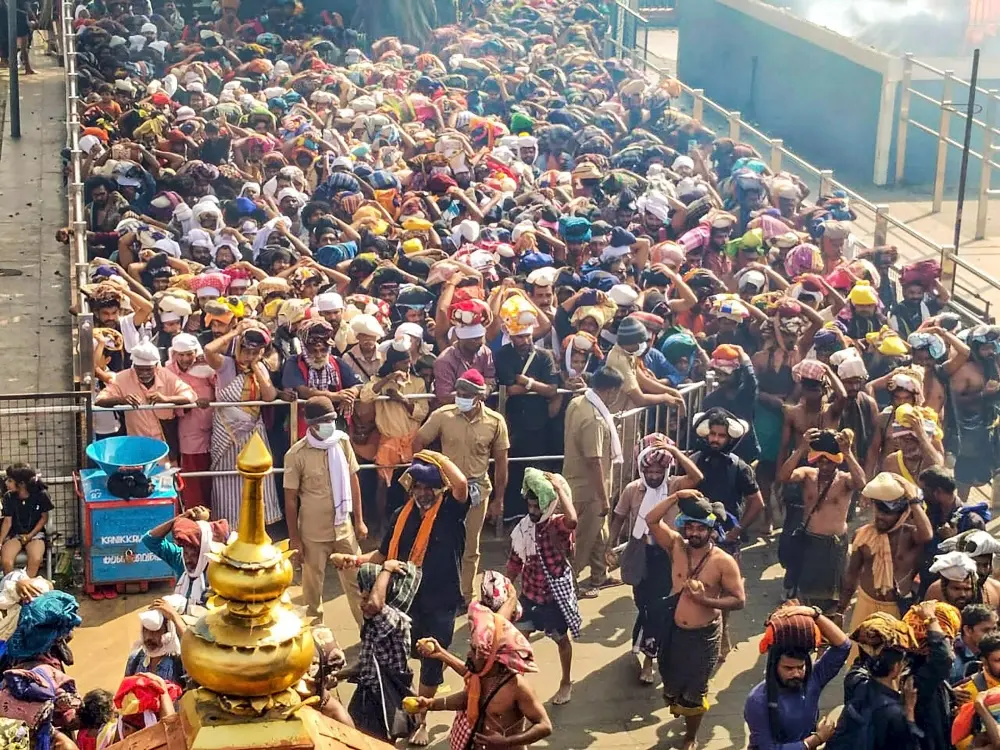 Ayyappa devotees wait to offer prayers at Sabarimala temple | PTI