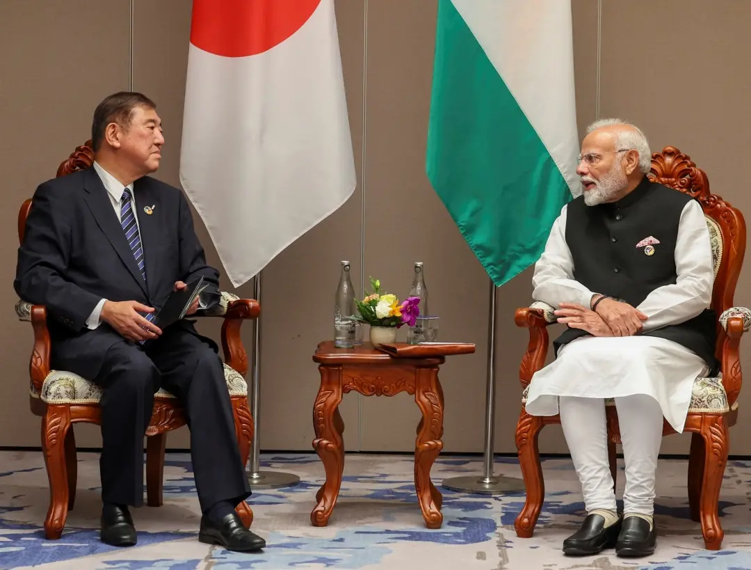 Prime Minister Narendra Modi with Japanese PM Shigeru Ishiba during a bilateral meeting | Photo: PTI