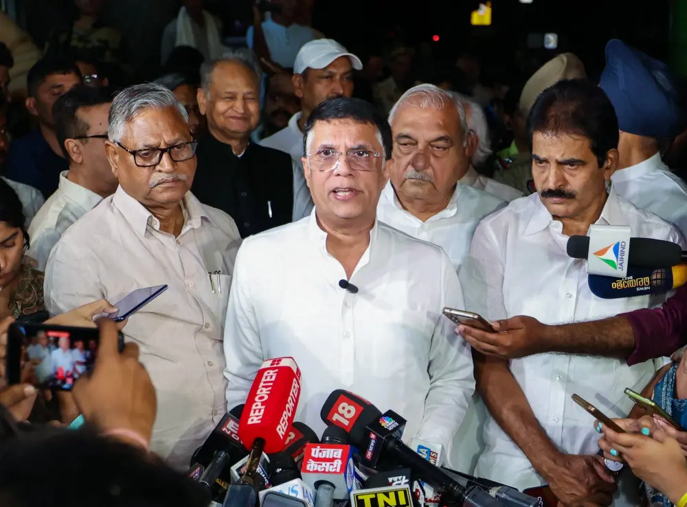 Congress Spokesperson Pawan Khera addresses the media after a meeting of Congress delegation with the Election Commission over concerns on Haryana Assembly election results, in New Delhi | Photo: ANI