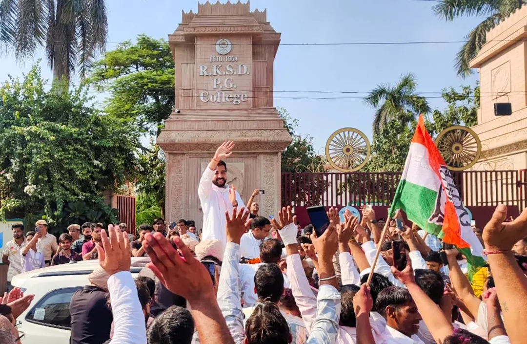 Congress candidate Aditya Surjewala celebrates with supporters after his victory from Kaithal constituency in the Haryana Assembly elections, in Kaithal district | Photo: PTI