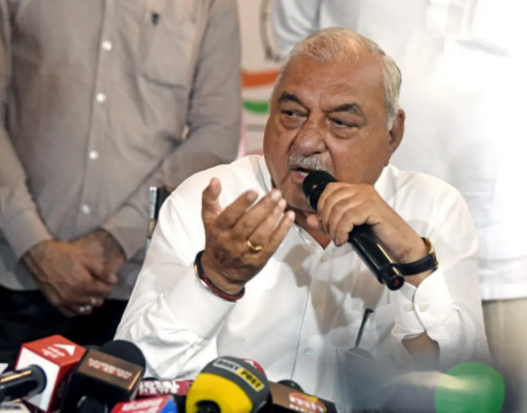 Former Haryana Chief Minister and Congress leader Bhupinder Singh Hooda addresses a press conference after exit poll, in New Delhi. | Photo: ANI