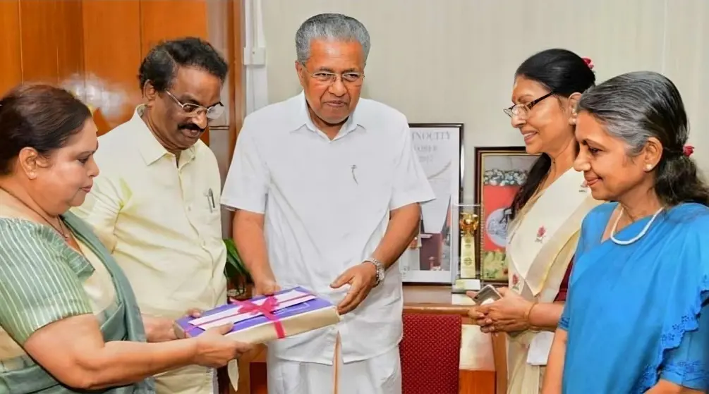 Chief Minister Pinarayi Vijayan receiving the Hema Commission report