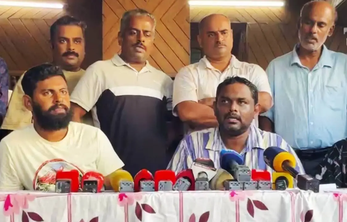 Manaf and family members during the press conference at Kozhikode