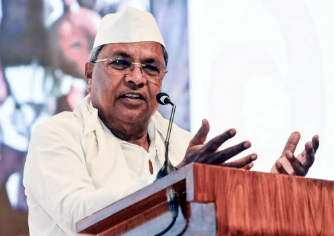 Karnataka Chief Minister Siddaramaiah addresses the Gandhi Jayanti celebrations, at Bharat Jodo Bhavan in Bengaluru on Wednesday. (ANI Photo)