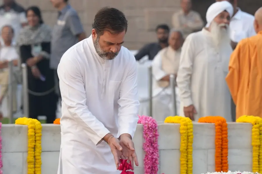 On Gandhi Jayanti, Rahul Gandhi leads tributes at Rajghat