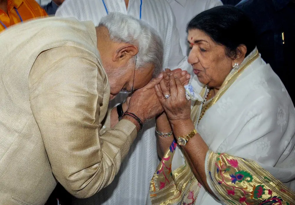 Narendra Modi with legendary singer Lata Mangeshkar | PTI File
