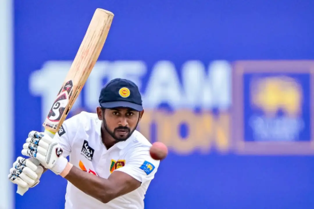 Sri Lanka's Kamindu Mendis plays a shot during the second day of the second Test cricket match between Sri Lanka and New Zealand at the Galle International Cricket Stadium on Thursday. | Photo: AFP