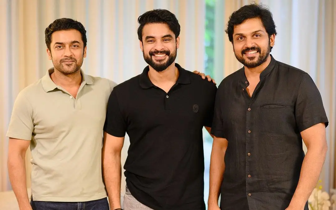 From (L) Suriya, Tovino and Karthi | Photo: instagram/ tovino