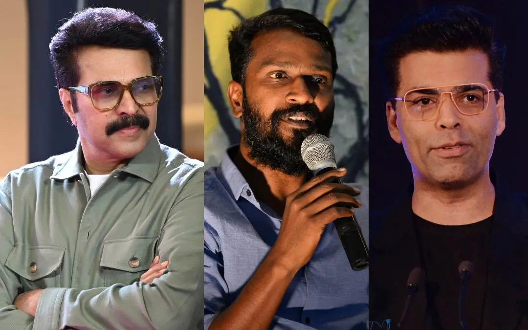 From (L) Mammootty, Vetrimaaran and Karan Johar. | Photo: Agencies