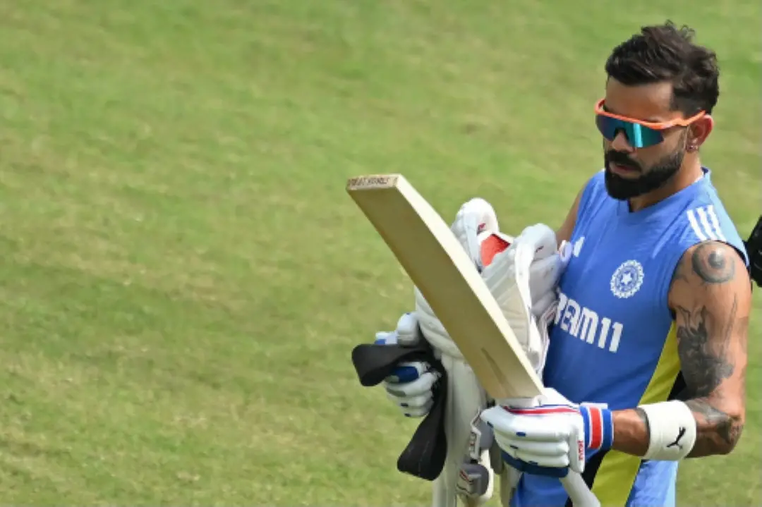 Virat Kohli attends a practice session at the Green Park Cricket Stadium in Kanpur on Wednesday, ahead of their second cricket Test match against Bangladesh. | Photo: AFP