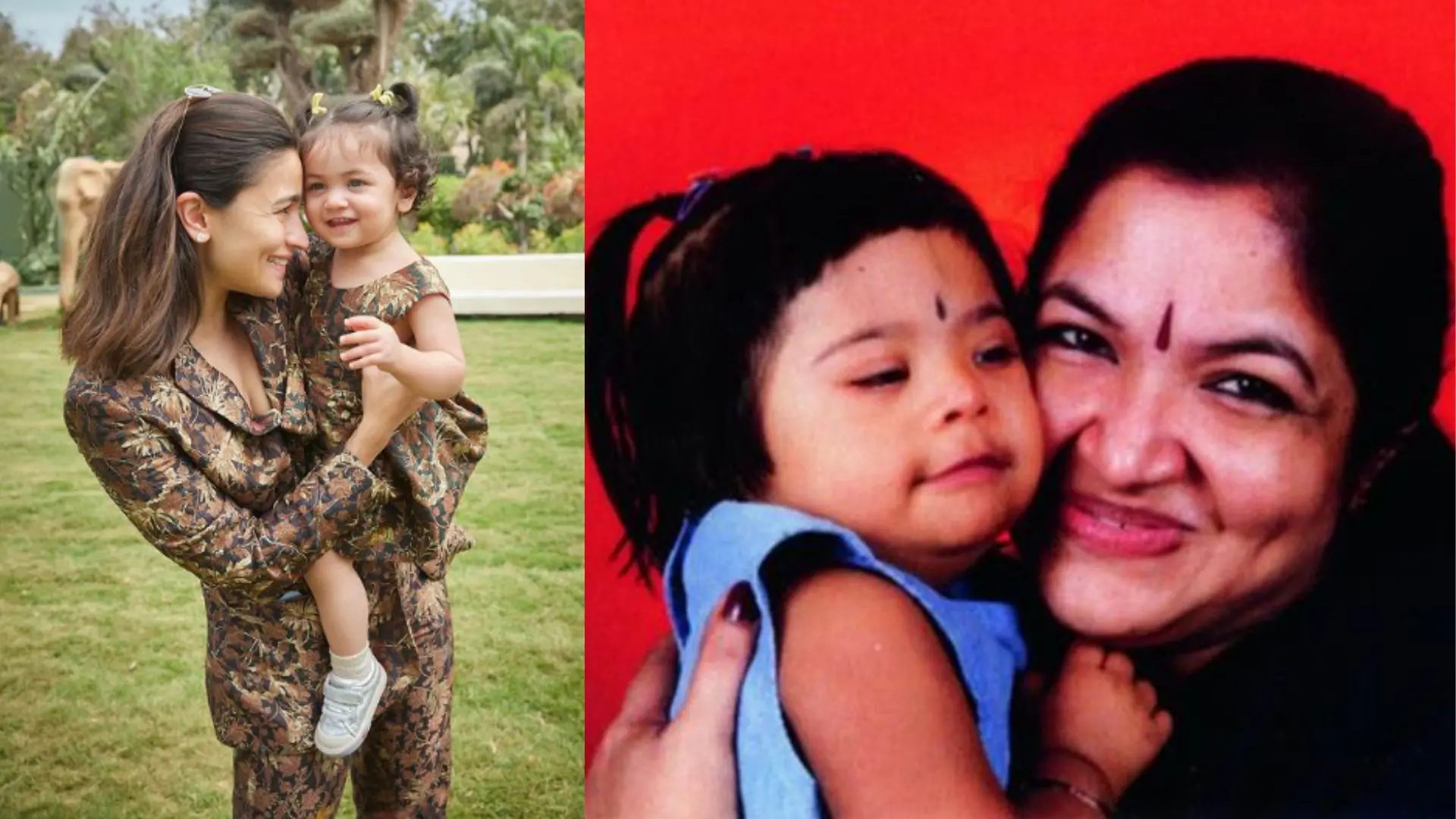 Alia Bhatt with Raha, KS Chithra with Nandana | Photo: instagram, mathrubhumi