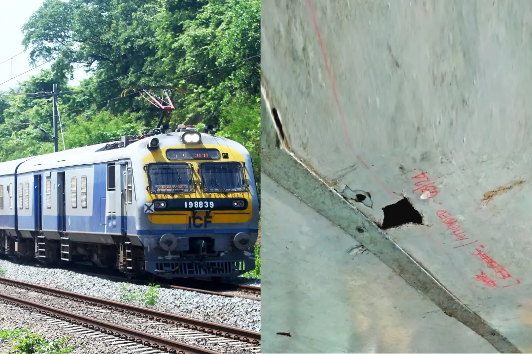 Palakkad Junction to Ernakulam Junction MEMU train, holes on the bogie roof