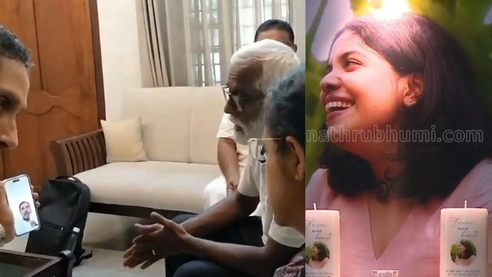 Anna's parents video conferencing with Rahul Gnadhi, Anna Sebastian | Photos: Screengrab (X), Mathrubhumi