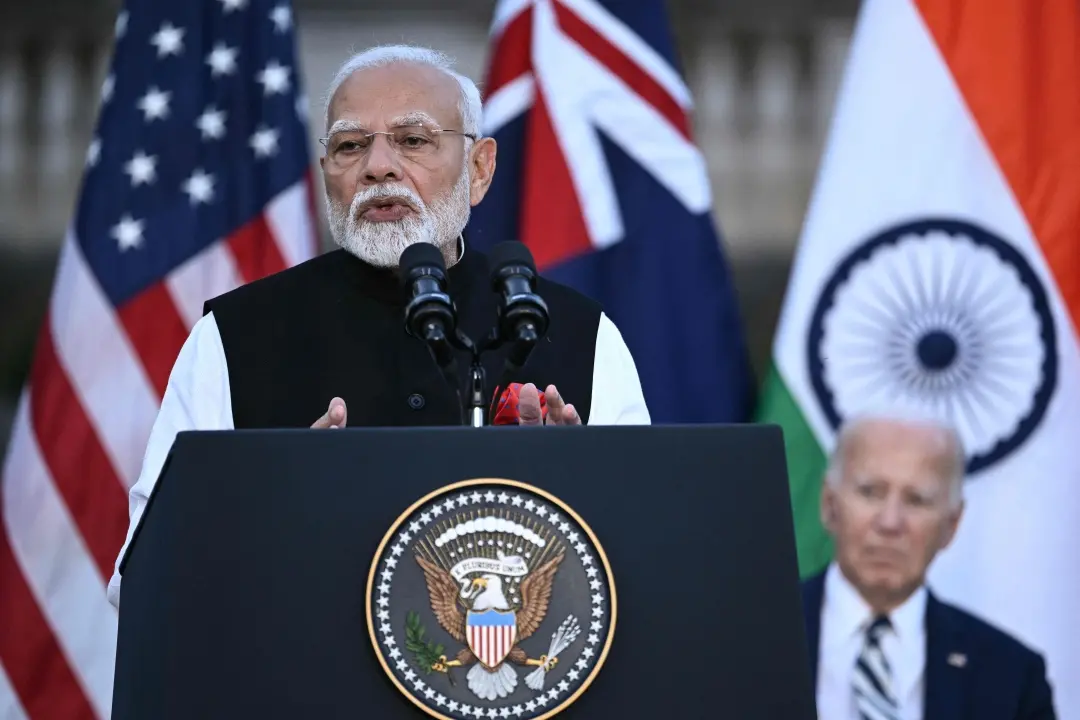 Narendra Modi speaks about the Quadrilateral Cancer Moonshot during the Quadrilateral Summit at the Archmere Academy in Wilmington, Delaware | Photo: AFP