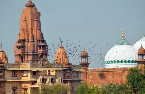A view of the Krishna Janmasthan Temple Complex and Shahi Eidgah Mosque, in Mathura. (File Photo: ANI)
