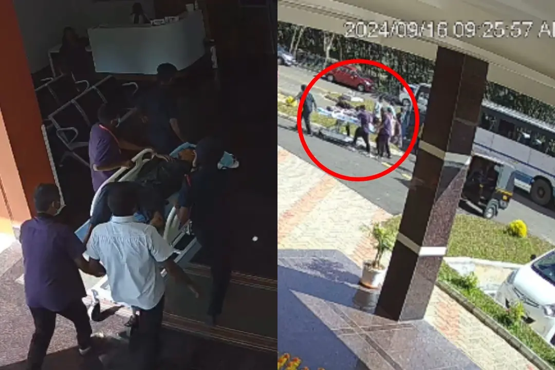KSRTC staff shifting the injured man to a hospital, CCTV footage from the hospital