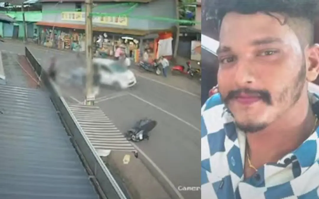 CCTV footage of car htting down scooter riders , Ajmal | Scree grab/ Mathrubhumi News