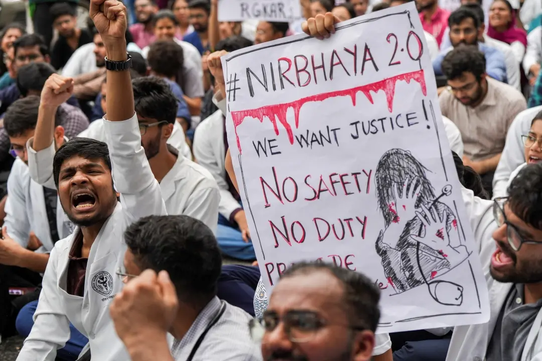 Doctors protest against the sexual assault and killing of a postgraduate trainee doctor in Kolkata