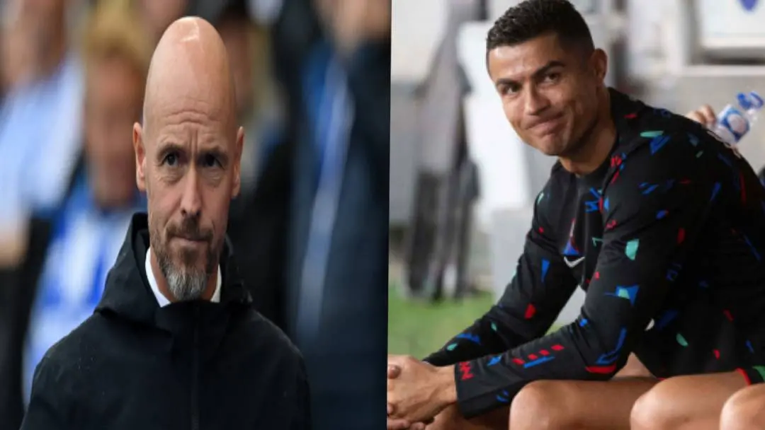 From (L) Erik Ten Hag and Cristiano Ronaldo. | Photo: Agencies
