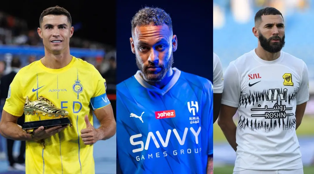 From (L) Cristiano Ronaldo, Neymar and Karim Benzema. | File Photo: X/Agencies