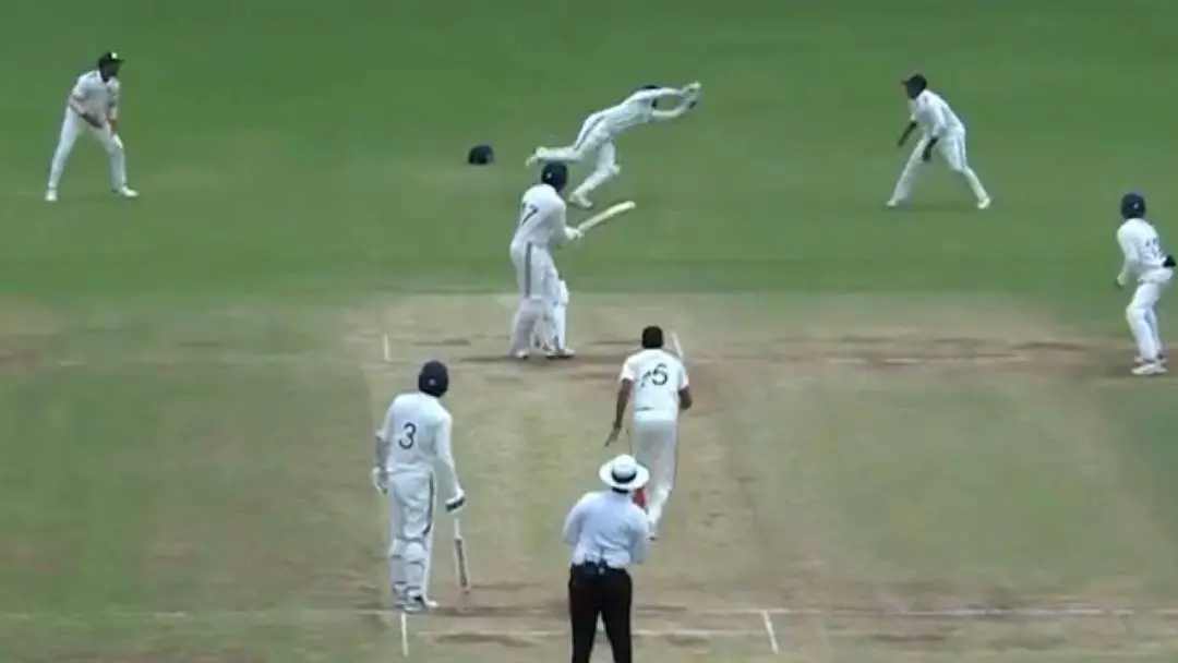 Rishabh Pant taking a blinder behind the stumps during the Duleep trophy match. | Photo: Screengrab/BCCI-X