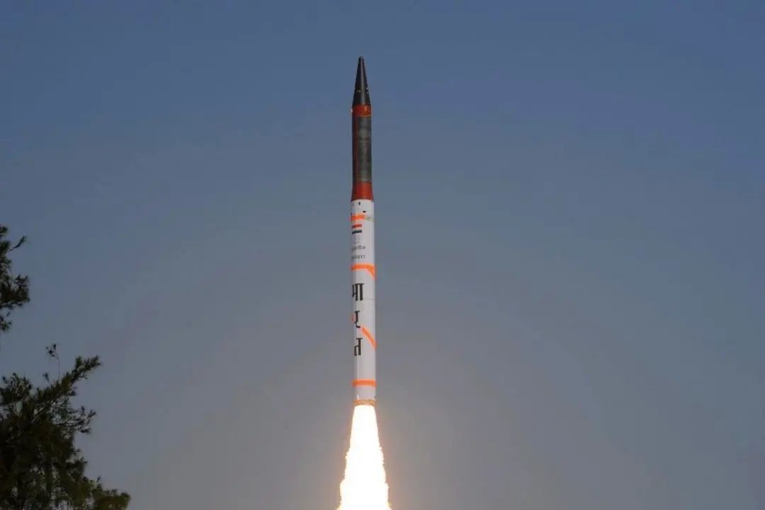 Agni-4 intermediate-range ballistic missile is launched from the Integrated Test Range in Chandipur, Odisha.