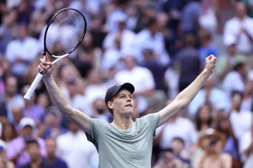 Jannik Sinner of Italy celebrates after defeating Jack Draper of Great Britain during their Men's Singles Semifinal match on Day Twelve of the 2024 US Open  | Photo:   AFP
