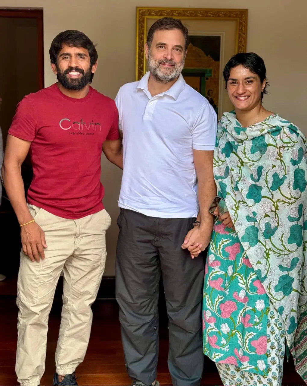 Bajrang Punia, Rahul Gandhi, Vinesh Phogat