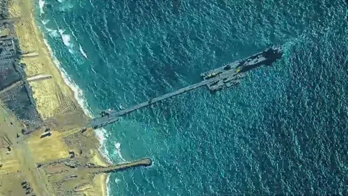 The US military said aid deliveries began May 16, 2024 via a temporary pier in Gaza aimed at ramping up emergency humanitarian assistance to the war-ravaged Palestinian territory. l Photo: AFP