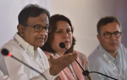 Congress leader P Chidambaram addresses a press conference during the Congress party's 'Nav Sankalp Shivir', in Udaipur, Saturday, May 14, 2022 | Photo: PTI