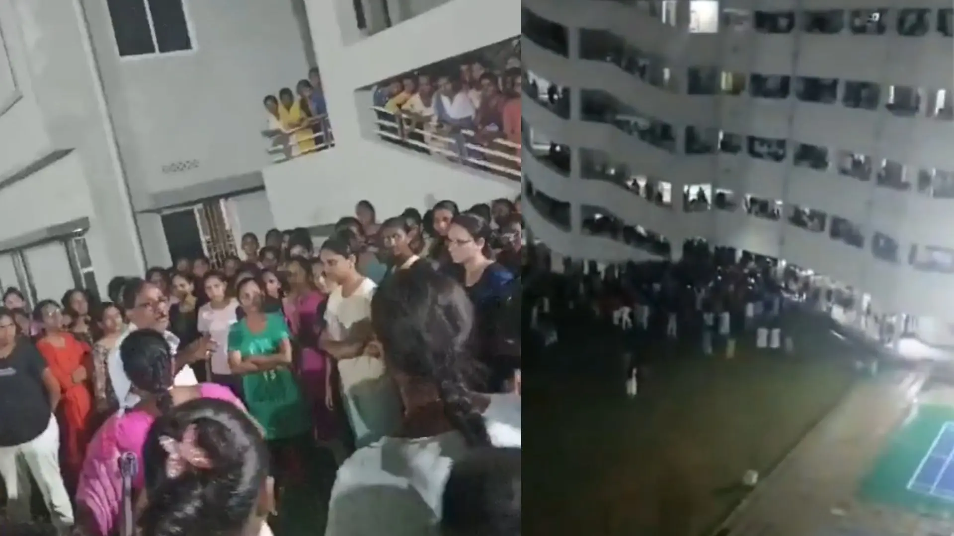 Students protesting in Gudlavalleru Engineering College in Andhra Pradesh after finding hidden camera in girl's washroom | Photo : Screengrab, X