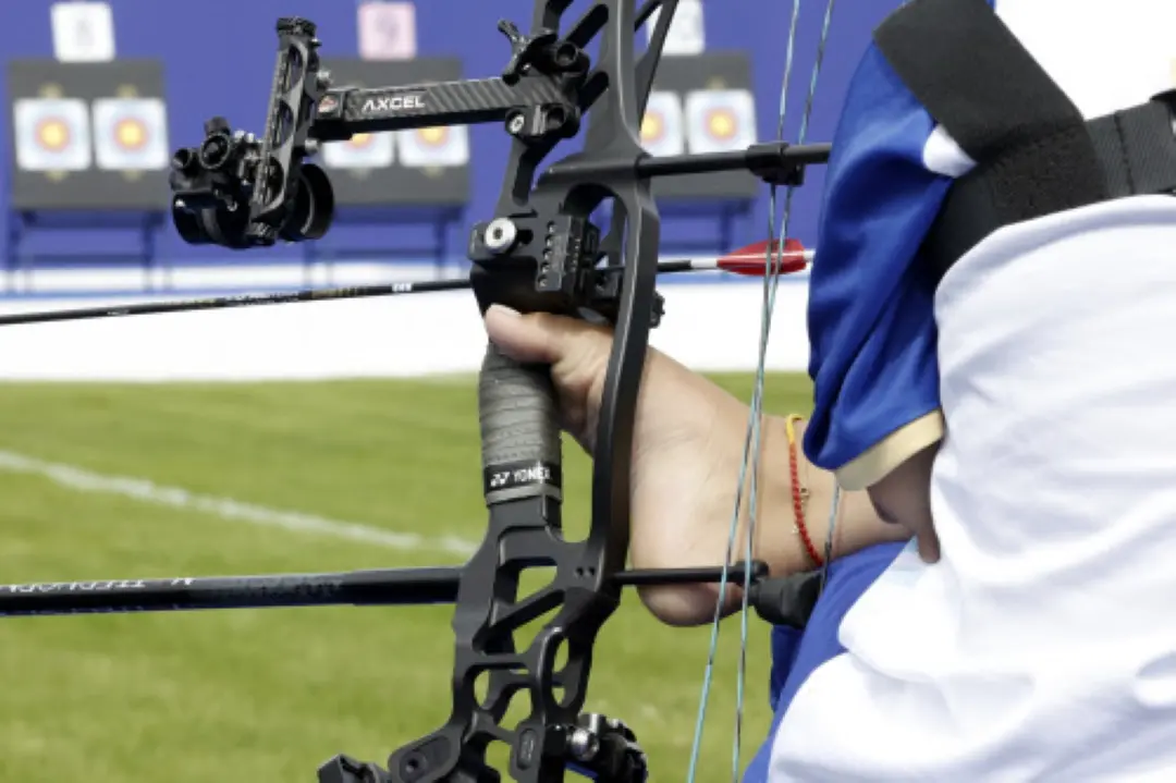 Sheetal Devi from India holds her bow during the Paralympic Games in Paris on Thursday, Aug. 29, 2024. | Photo: AP