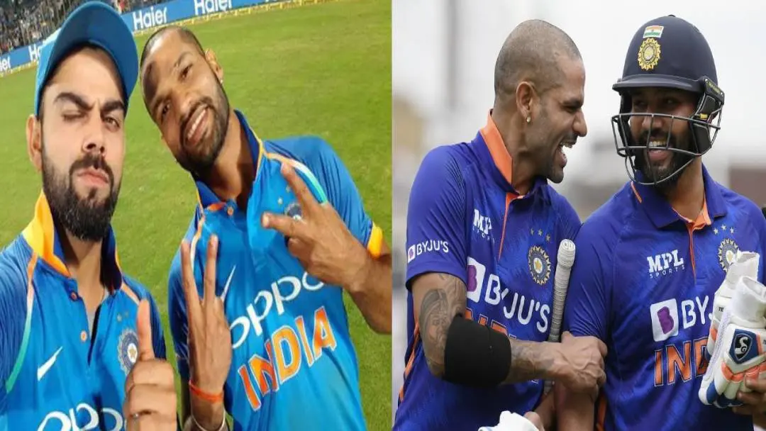 From (L) Kohli and Dhawan; Rohit and Dhawan. | Photo: X/Rohit Sharma's account