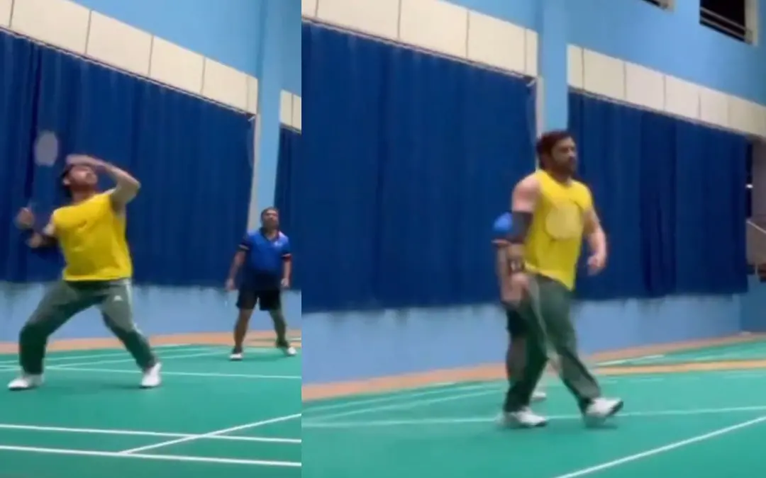MS Dhoni at the badminton court. | Photo: twitter.com/@imDhoni_fc