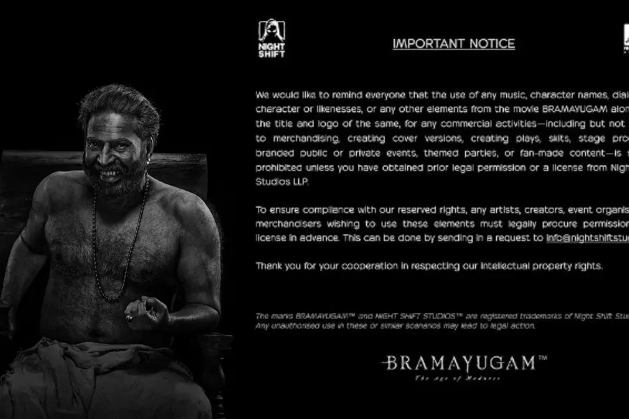 Makers of Mammootty starrer 'Bramayugam' trademark title, logo; warns against unauthorized use