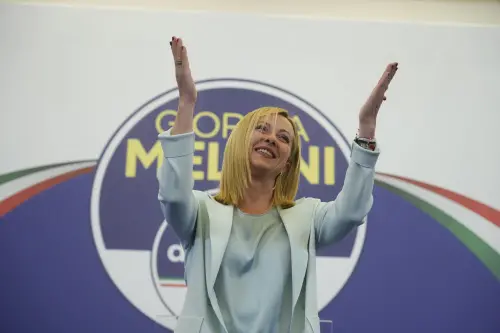 Far-Right party Brothers of Italy's leader Giorgia Meloni is cheered by supporters at her party's electoral headquarters in Rome, Monday, Sept. 26, 2022 | Photo: AP