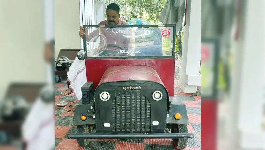 Mathew T Kurian on his homemade jeep
