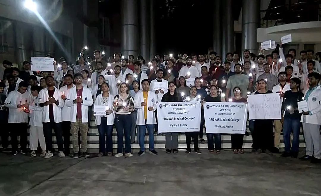 Doctors protest against the alleged sexual assault and murder of a woman postgraduate trainee doctor, in Kolkata