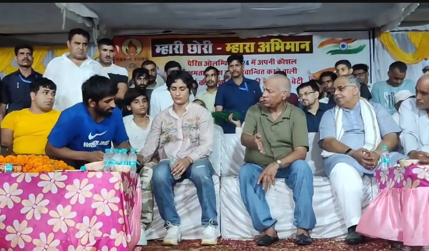 Vinesh Phogat being felicitated in her village. | Photo: X