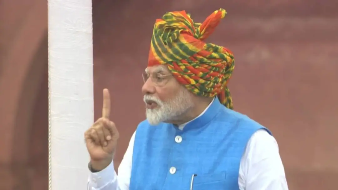 Narendra Modi addressing the nation on the occasion of Independence Day at Red Fort. | Photo: ANI