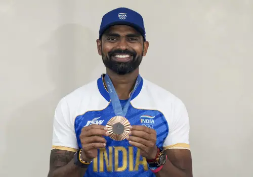 Paris Olympics bronze medallist hockey player PR Sreejesh during an interview with PTI, in New Delhi on Tuesday. | Photo: PTI